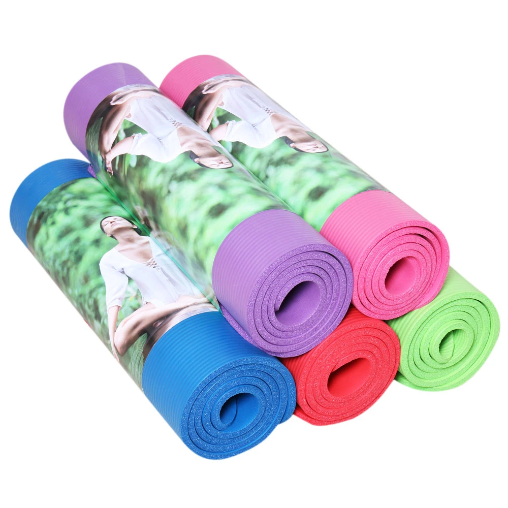 10mm Thick NBR Pure Color Anti-skid Yoga Mat 183x61x1cm Black (4)