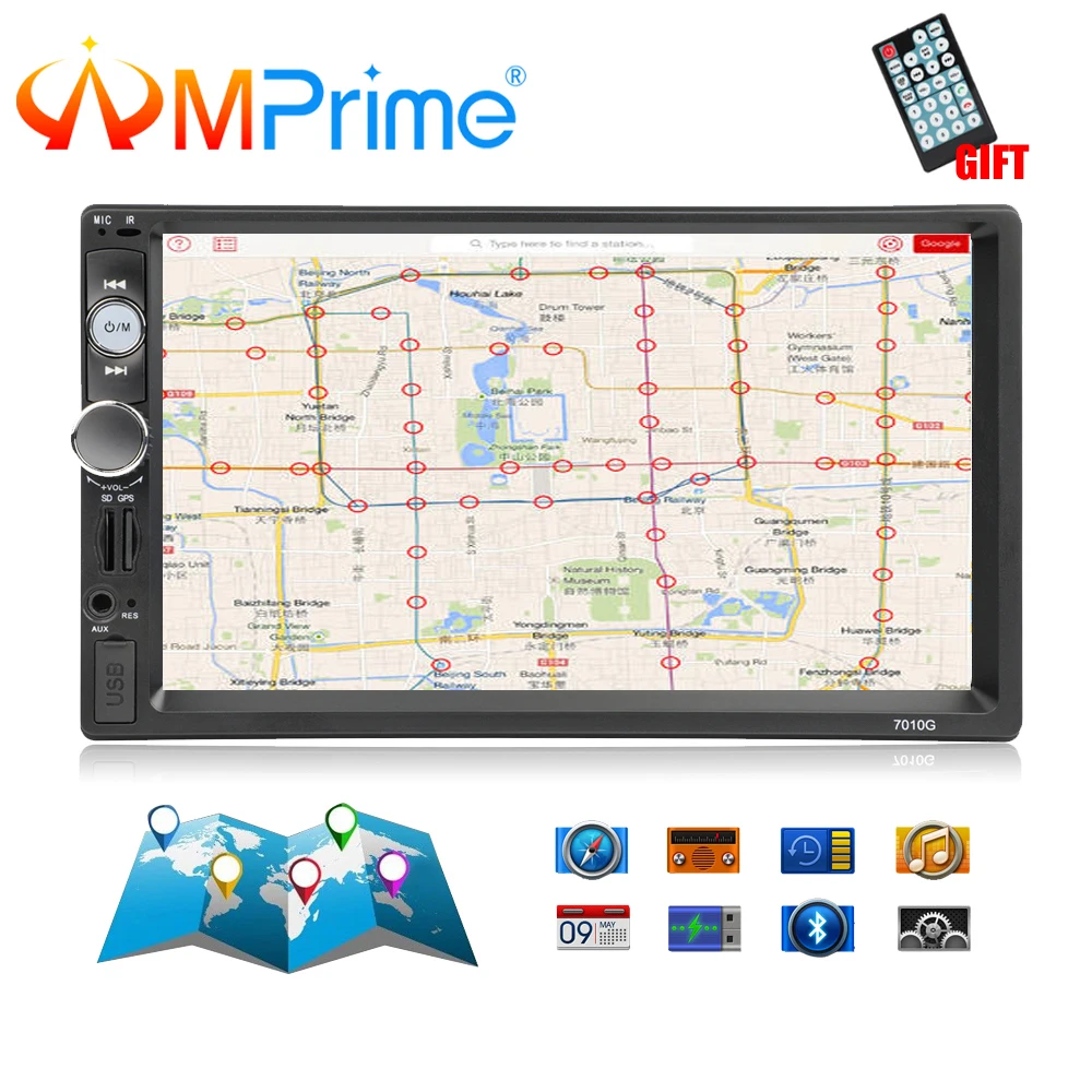 AMPrime 7010G 2 Din Car Radio GPS Navigation Autoradio Bluetooth AUX USB MP3 Stereo Audio FM Radio 2din Multimedia Player Camera
AMPrime 7010G 2 Din Car Radio GPS Navigation Autoradio Bluetooth AUX USB MP3 Stereo Audio FM Radio 2din Multimedia Player Camera