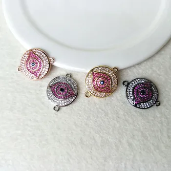 10Pc Turkish Style Evil Eye Double Bails Connector,CZ zircon Micro pave crystal Charm,DIY Bracelet necklace Jewelry making CT129 
10Pc Turkish Style Evil Eye Double Bails Connector,CZ zircon Micro pave crystal Charm,DIY Bracelet necklace Jewelry making CT129