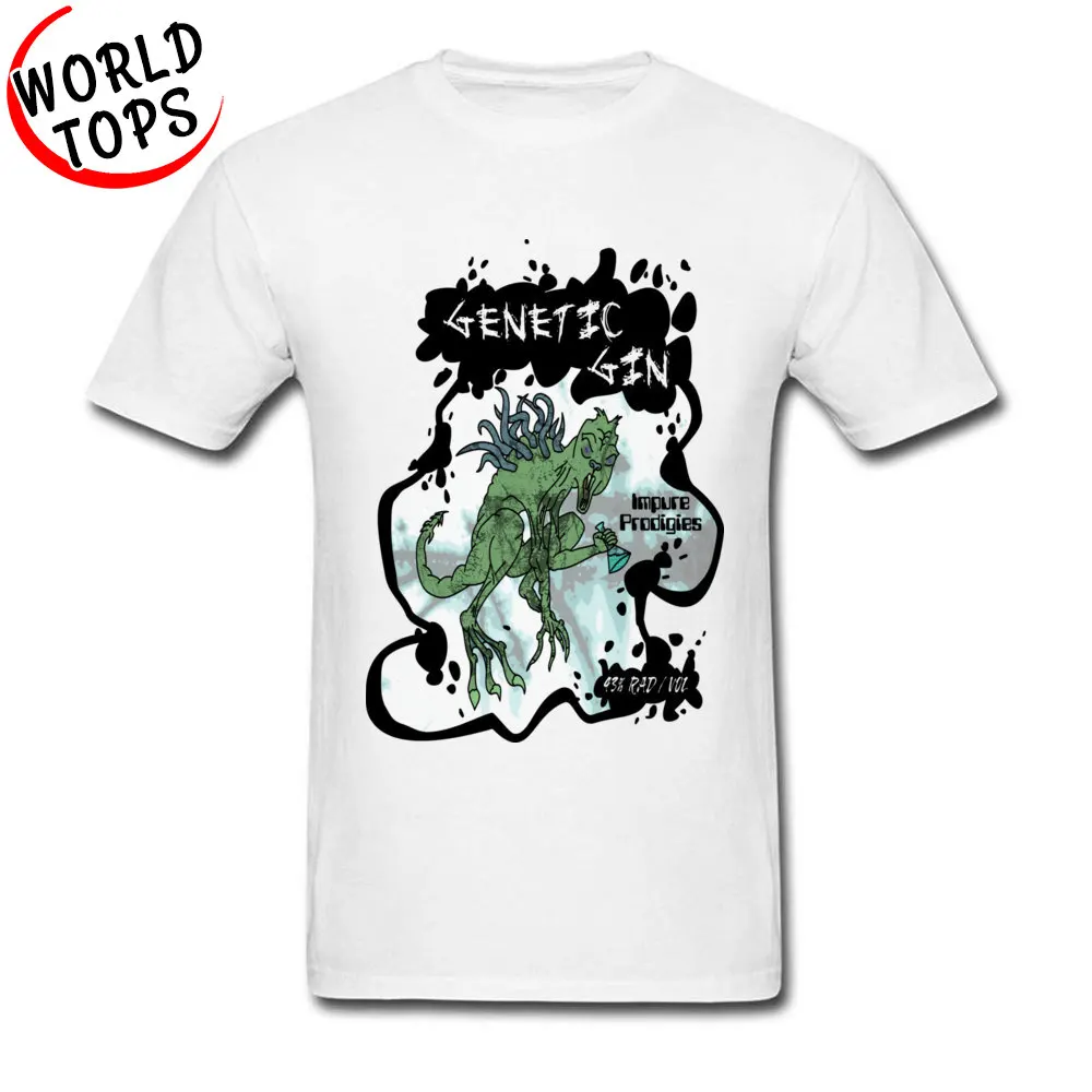 Genetic Gin Hip Hop Design Tops Shirts Round Collar NEW YEAR DAY All Cotton Short Sleeve T-shirts for Men Street Tees Genetic Gin white