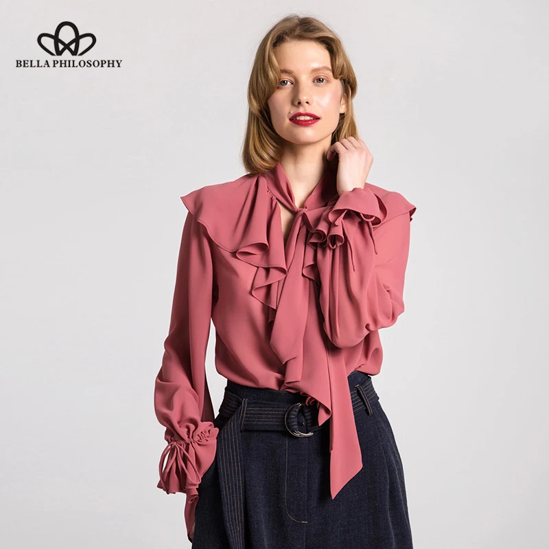 Женская шифоновая блузка Heydress элегантная повседневная винтажная с длинными