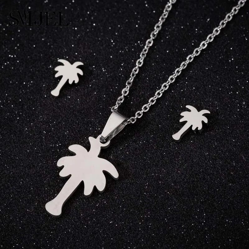 SMJEL Trendy Coconut Tree Plant Necklaces Pendants Women Long Chain Palm Tree Necklace Stainless Steel Jewelry Gift Collar Mujer
SMJEL Trendy Coconut Tree Plant Necklaces Pendants Women Long Chain Palm Tree Necklace Stainless Steel Jewelry Gift Collar Mujer