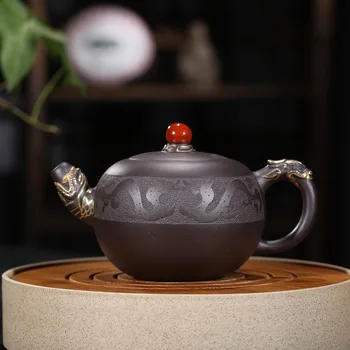 

Yixing famous ore black mud are recommended dragon ball pot gift tea set a wechat business agent undertakes the teapot