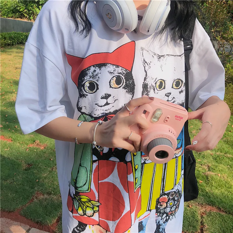 Korean cat cartoon casual tops Harajuku large size bf loose short-sleeved O-neck Ulzzang female fun fashion print shirt
Korean cat cartoon casual tops Harajuku large size bf loose short-sleeved O-neck Ulzzang female fun fashion print shirt