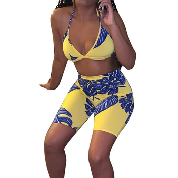 Stylish Print Sexy Halter Short Suits Women Strapless Bra Yellow Shorts Plus Size Female Bodycon Party Romper Club Overalls
Stylish Print Sexy Halter Short Suits Women Strapless Bra Yellow Shorts Plus Size Female Bodycon Party Romper Club Overalls
