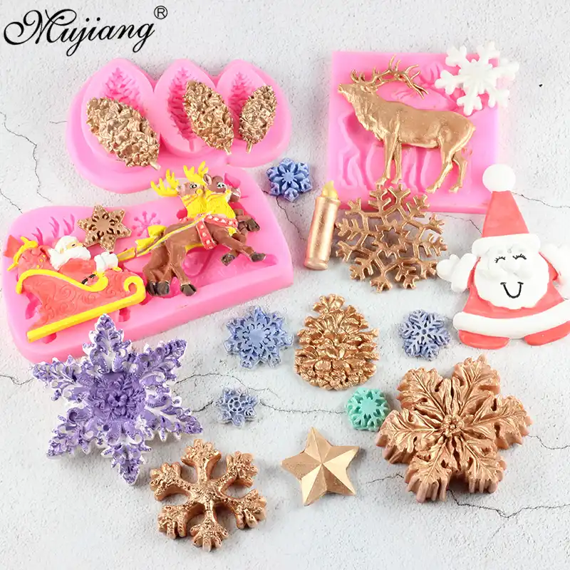 cake silicone mold pine cone snowflake deer chocolate candy