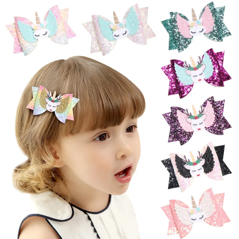 Hair Accessories Hair Bows for Girls Shiny Glitter Hair Clips 3'' Cute Elk Unicorn Hairpins Kids Princess Hair Accessories
Hair Accessories Hair Bows for Girls Shiny Glitter Hair Clips 3'' Cute Elk Unicorn Hairpins Kids Princess Hair Accessories