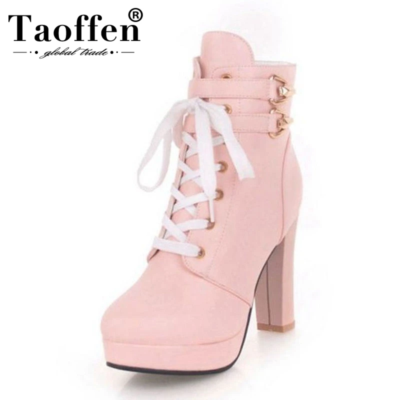 TAOFFEN Women's PU Leather High Heels Ankle Boots Woman Shoes Lace Up Winter Plush Fur Short Boots Chelsea Boots Size 33-43
TAOFFEN Women's PU Leather High Heels Ankle Boots Woman Shoes Lace Up Winter Plush Fur Short Boots Chelsea Boots Size 33-43