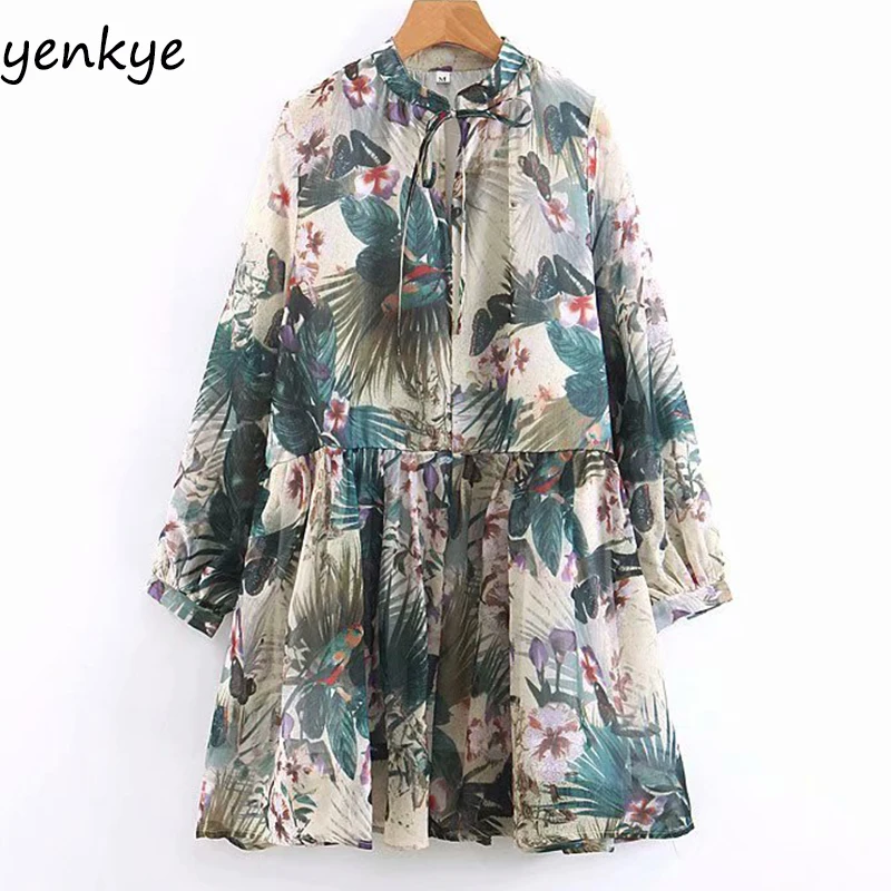 2019 Women Vintage Print Summer Chiffon Dress Female Lace Up V Neck Long Sleeve Casual Plus Size Dress Short vestidos mujer
2019 Women Vintage Print Summer Chiffon Dress Female Lace Up V Neck Long Sleeve Casual Plus Size Dress Short vestidos mujer