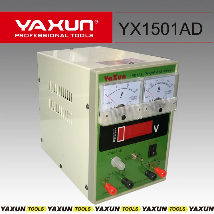 220v /110v YAXUN 1501AD 15V 1A DC ,LED Display Mobile phone repair power test regulated power supply Adjustable , with RF light
220v /110v YAXUN 1501AD 15V 1A DC ,LED Display Mobile phone repair power test regulated power supply Adjustable , with RF light