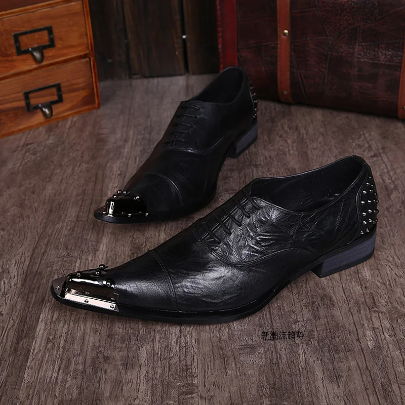 2019 Real Leather Black Business Dress Shoes Man Rivet Sequined Iron Pointy Toes Chaussure Homme Lace Up Men's Shoe Oxfords
2019 Real Leather Black Business Dress Shoes Man Rivet Sequined Iron Pointy Toes Chaussure Homme Lace Up Men's Shoe Oxfords