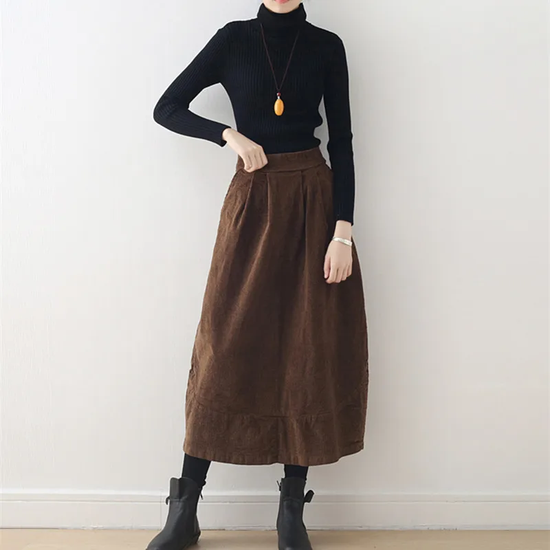 Free Shipping 2019 New Fashion Long Mid-calf A-line Skirts For Women Elastic Waist Autumn Corduroy Skirt Winter Black And Brown
Free Shipping 2019 New Fashion Long Mid-calf A-line Skirts For Women Elastic Waist Autumn Corduroy Skirt Winter Black And Brown