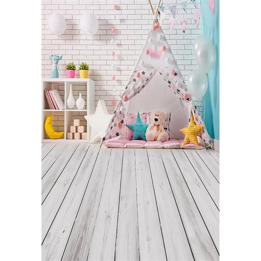 Indoor Baby Girl Tent Photography Backdrop White Brick Wall Printed Balloons Toy Bear Stars Children Photo Background Wood Floor
Indoor Baby Girl Tent Photography Backdrop White Brick Wall Printed Balloons Toy Bear Stars Children Photo Background Wood Floor