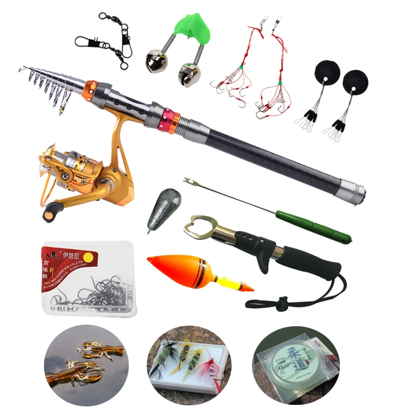 Promotion Telescopic Carbon Fishing Rod 12 Kinds of Fishing Accessories Fishing Rod with Reel Sea Fishing Kit 
Promotion Telescopic Carbon Fishing Rod 12 Kinds of Fishing Accessories Fishing Rod with Reel Sea Fishing Kit
