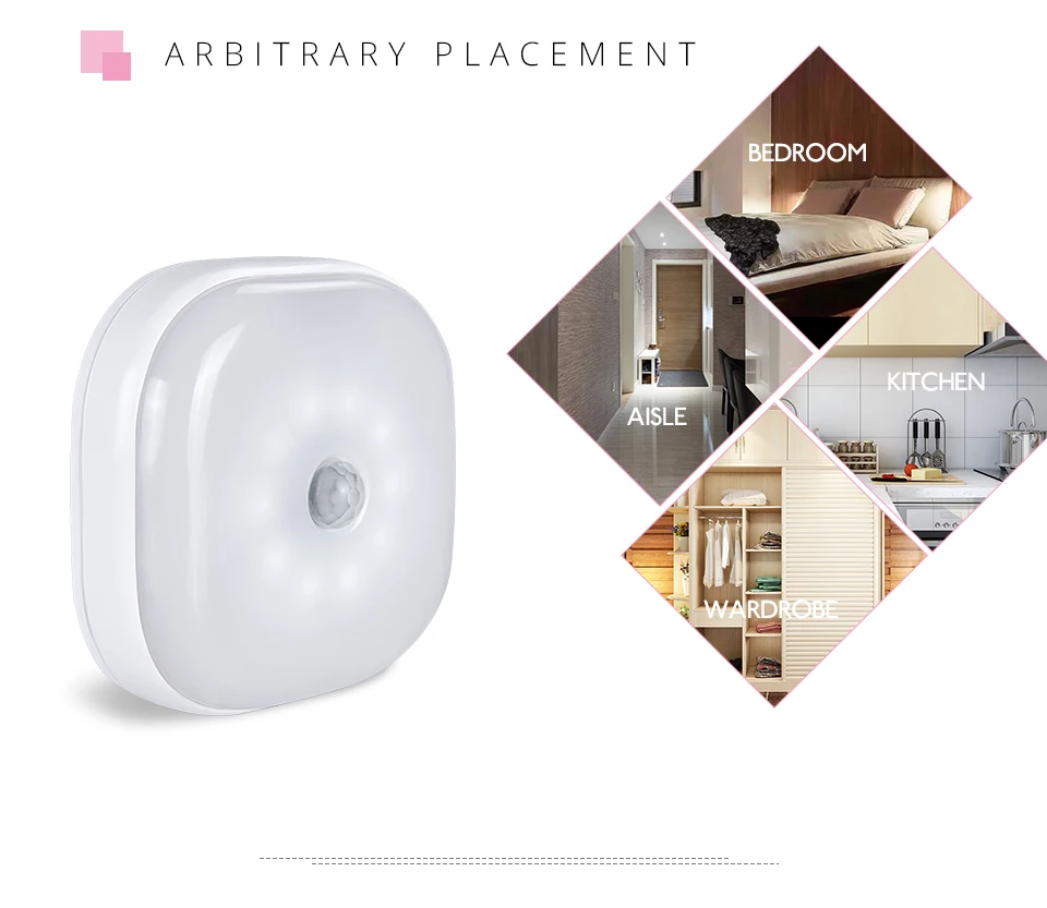 AAA Battery Powered LED Under Cabinet Lights PIR Motion Sensor Lamp Bedroom Quarto Detecteur Lumiere Indoor Lighting Detector (4)