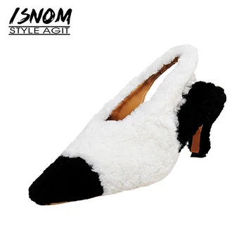 ISNOM Winter Warm Fur Slippers Women High Heels Fluffy Close Pointed Toe Slingback Pregnant Shoes Ladies Fashion Comfort Shoes
ISNOM Winter Warm Fur Slippers Women High Heels Fluffy Close Pointed Toe Slingback Pregnant Shoes Ladies Fashion Comfort Shoes