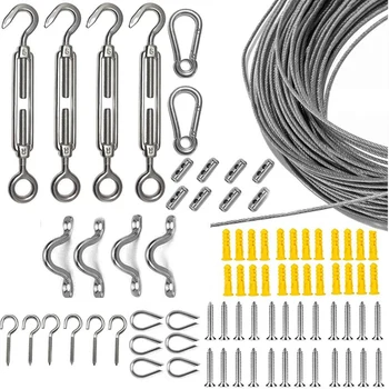 String Lights Hanging Kit,Globe String Light Suspension Kit Outdoor Light Guide Wire Include 100FT Wire Rope Cable-79Pcs
String Lights Hanging Kit,Globe String Light Suspension Kit Outdoor Light Guide Wire Include 100FT Wire Rope Cable-79Pcs