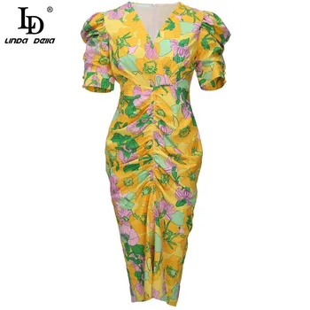 LD LINDA DELLA Fashion Runway Summer Dress Women V Neck Puff Sleeve Pleated High Waist Print Vintage Slim Midi Dresses Vestoidos
LD LINDA DELLA Fashion Runway Summer Dress Women V Neck Puff Sleeve Pleated High Waist Print Vintage Slim Midi Dresses Vestoidos