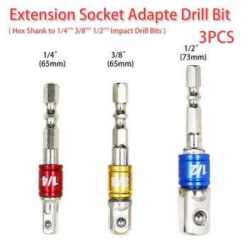 1/4" 3/8" 1/2 3pcs Drill Socket Adapter Converter For Impact Driver with Hex Shank to Square Socket Drill Bit Bar Extension Set
1/4" 3/8" 1/2 3pcs Drill Socket Adapter Converter For Impact Driver with Hex Shank to Square Socket Drill Bit Bar Extension Set