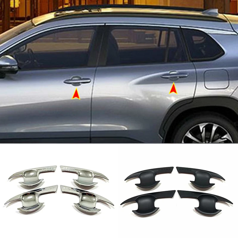 

Car Door protector handle Bowl Cover Trim ABS Chrome/Black Car styling Accessories 4pcs For Toyota Corolla Cross SUV 2020 2021