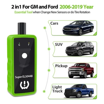 Super EL50448 2 in 1 TPMS Tire Pressure Monitor Sensor Reset Tool Relearn Tools for GM FORD series cars
Super EL50448 2 in 1 TPMS Tire Pressure Monitor Sensor Reset Tool Relearn Tools for GM FORD series cars