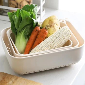 Kitchen Storage Drain Basket Three-piece Creative Home Washing Vegetable Basket Plastic Fruit Basket Storage Basket Housewares
Kitchen Storage Drain Basket Three-piece Creative Home Washing Vegetable Basket Plastic Fruit Basket Storage Basket Housewares