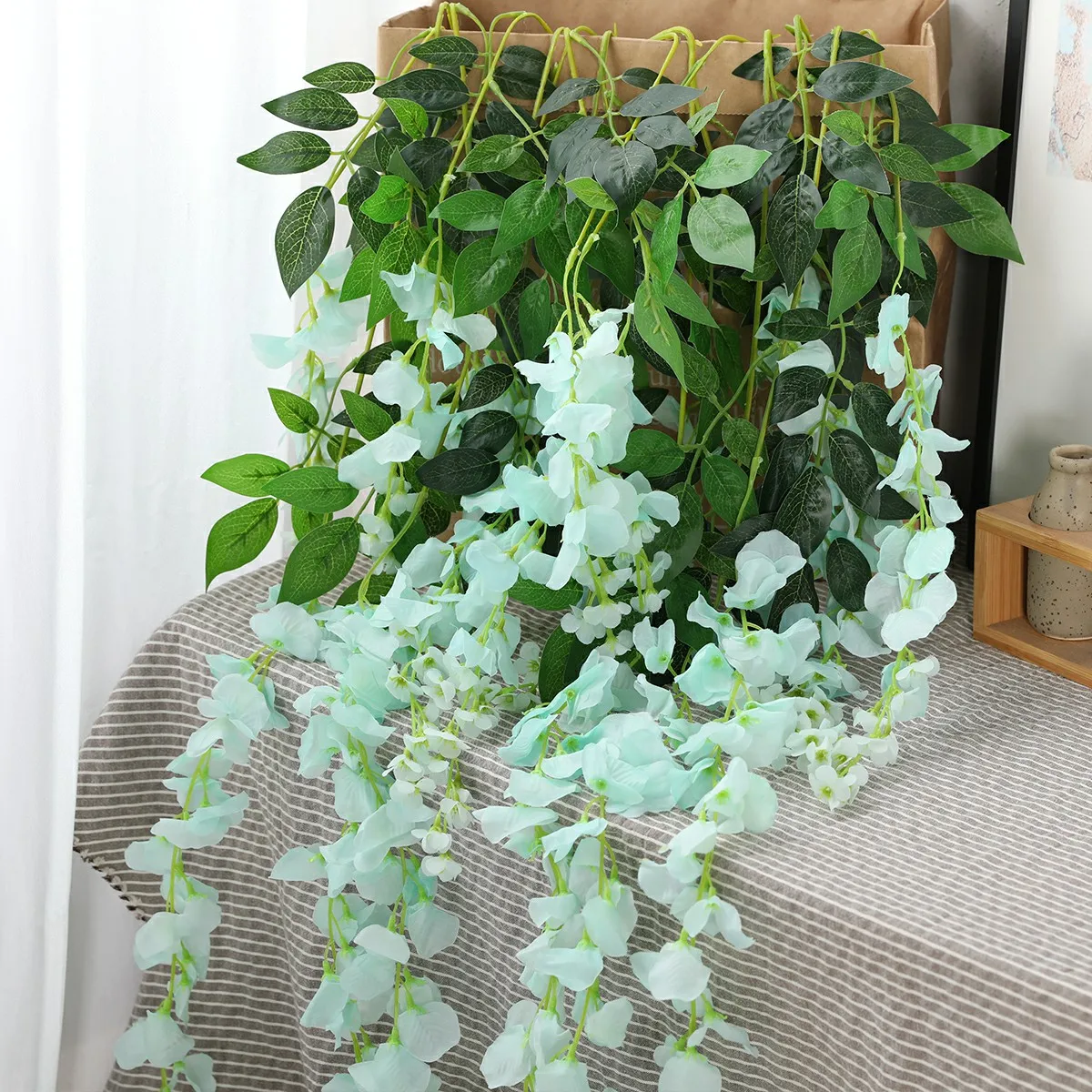 Luyue 12pcs/lot Wedding Decor Artificial Silk Wisteria Flower Vines hanging Rattan Bride flowers Garland For Home Garden Hotel Luyue 12pcs/lot Wedding Decor Artificial Silk Wisteria Flower Vines hanging Rattan Bride flowers Garland For Home Garden Hotel