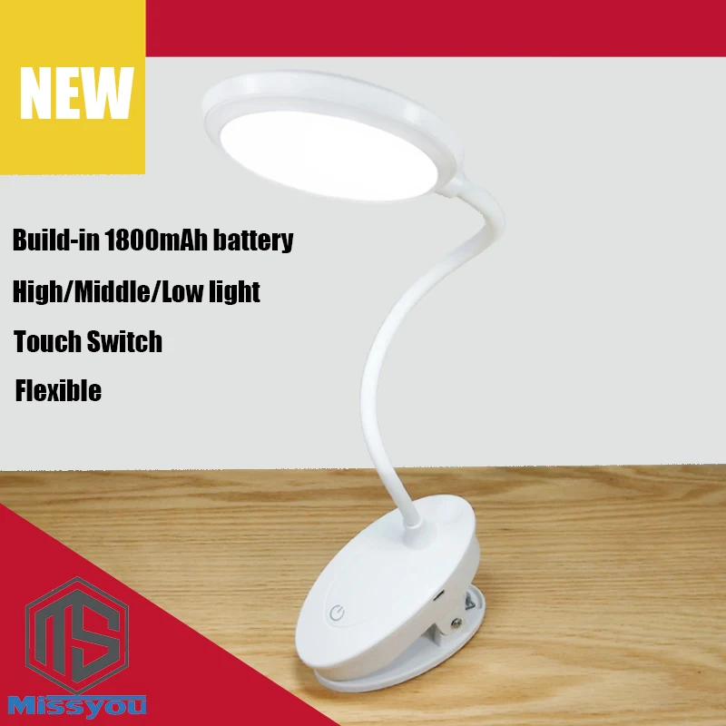 1800mAh Clip Desk Lamp LED Touch Switch 3 Modes Eye Protection Desk Light Dimmer USB Rechargeable Led Table Lamp Reading Fixture
1800mAh Clip Desk Lamp LED Touch Switch 3 Modes Eye Protection Desk Light Dimmer USB Rechargeable Led Table Lamp Reading Fixture