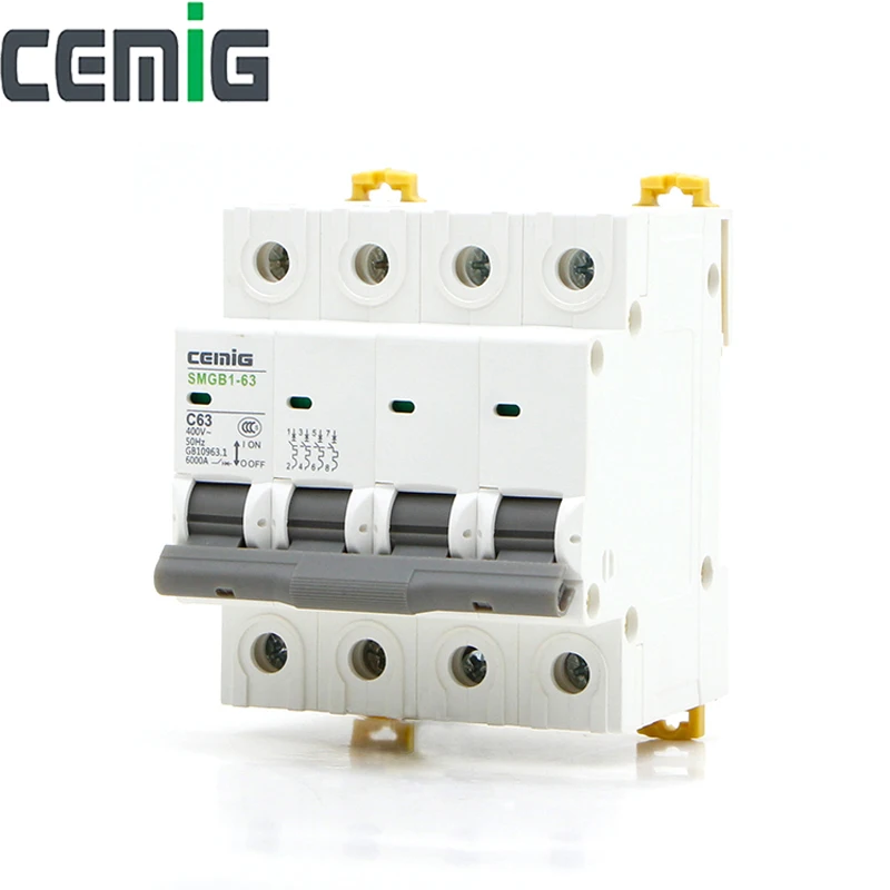 4P миниатюрный автоматический выключатель MCB Cemig SMGB1-63 AC400V ~ 10A 16A 20A 25A 32A 40A 50A 63A
4P миниатюрный автоматический выключатель MCB Cemig SMGB1-63 AC400V ~ 10A 16A 20A 25A 32A 40A 50A 63A
