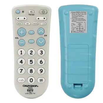 Universal Infrared IR TV Set Remote Control Super Compatible Chunghop High Quality TR007 Large Buttons Big Keys
Universal Infrared IR TV Set Remote Control Super Compatible Chunghop High Quality TR007 Large Buttons Big Keys