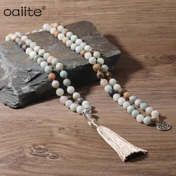 OAIITE 8mm Matte Amazonite Bead Necklace Hand Knotted 108 Mala Beads Yoga Meditation Jewelry Tassel Necklace Yoga Jewelry
OAIITE 8mm Matte Amazonite Bead Necklace Hand Knotted 108 Mala Beads Yoga Meditation Jewelry Tassel Necklace Yoga Jewelry