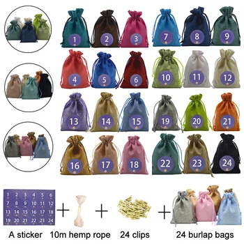 1set 24Pcs Advent Christmas Calendar Filling Candy Linen Bags Gift Bags Birthday Anniversary Xmas Decoration
1set 24Pcs Advent Christmas Calendar Filling Candy Linen Bags Gift Bags Birthday Anniversary Xmas Decoration