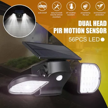 56 LED Solar Light Dual Head Solar Lamp PIR Motion Sensor Spotlight IP65 Waterproof Outdoor Garden Wall Adjustable Angle Lights
56 LED Solar Light Dual Head Solar Lamp PIR Motion Sensor Spotlight IP65 Waterproof Outdoor Garden Wall Adjustable Angle Lights