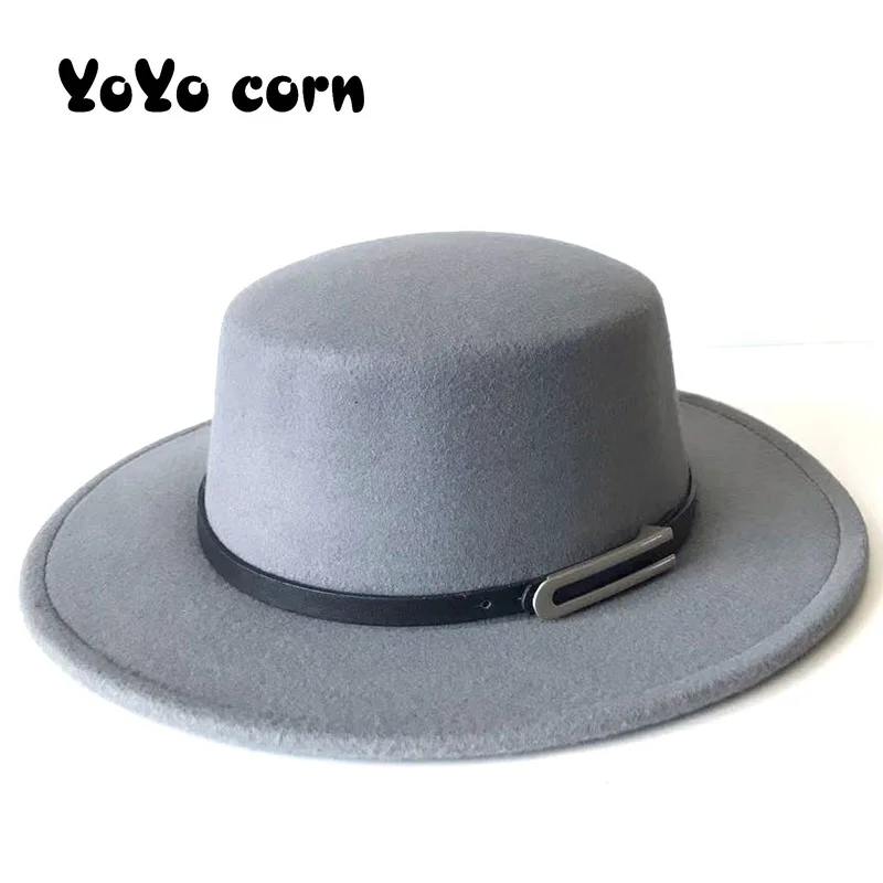 Brim Church Derby Flat Top Hats Black belt Classic Solid Color Felt Fedoras Hat for Men Women artificial wool Blend Jazz Cap
Brim Church Derby Flat Top Hats Black belt Classic Solid Color Felt Fedoras Hat for Men Women artificial wool Blend Jazz Cap