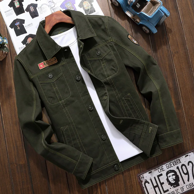 Men Jacket Denim Military Man Jacket 100% Cotton Button Retro Coat Outdoor Tooling Loose American Casual Wear Drop Shipping
Men Jacket Denim Military Man Jacket 100% Cotton Button Retro Coat Outdoor Tooling Loose American Casual Wear Drop Shipping