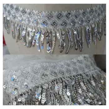 4meters/lot Width 13cm Silver/White Mesh Sequins Flower Embroidery Lace Trimmings Tassel Fringe DIY Apparel Sewing Crafts SL10
4meters/lot Width 13cm Silver/White Mesh Sequins Flower Embroidery Lace Trimmings Tassel Fringe DIY Apparel Sewing Crafts SL10