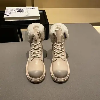 Autumn and winter women's shoes lace up Martin boots flat snow boots leather Short Boots Fashionable wool warm shoes
Autumn and winter women's shoes lace up Martin boots flat snow boots leather Short Boots Fashionable wool warm shoes