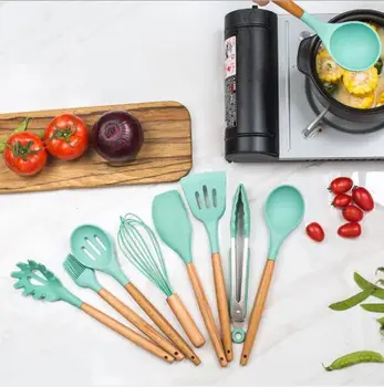 Silicone Cooking Utensils 11/12/13Pcs Kitchen Utensil Set Non-stick Spatula Wooden Handle with Storage Box Kitchen Tools Gray
Silicone Cooking Utensils 11/12/13Pcs Kitchen Utensil Set Non-stick Spatula Wooden Handle with Storage Box Kitchen Tools Gray
