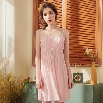 Roseheart Women Fashion Pink Sexy Sleepwear Nightdress Lace Bow Nightwear Luxury Nightgown Homewear Female Court Gown 
Roseheart Women Fashion Pink Sexy Sleepwear Nightdress Lace Bow Nightwear Luxury Nightgown Homewear Female Court Gown