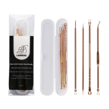4pcs Pore Cleaner Treatment Remover Blackhead Acne Pimple Blemish Extractor Rose Gold Stainless Needles Face Skin Care Tools 
4pcs Pore Cleaner Treatment Remover Blackhead Acne Pimple Blemish Extractor Rose Gold Stainless Needles Face Skin Care Tools