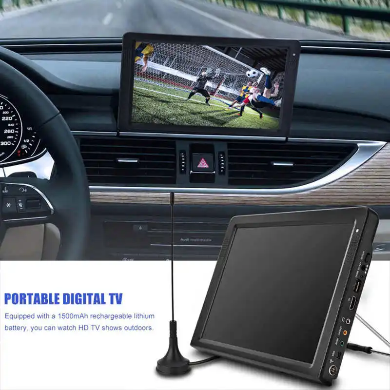 Портативный Автомобильный цифровой телевизор LEADSTAR 12 1 дюйма 1080P мини-Телевизор 16:9