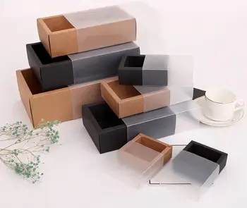 10pcs Kraft Paper Packing Box With Transparent PVC Window Black Delicate Drawer Display Gift Box Wedding Cookie Candy Cake Boxes
10pcs Kraft Paper Packing Box With Transparent PVC Window Black Delicate Drawer Display Gift Box Wedding Cookie Candy Cake Boxes
