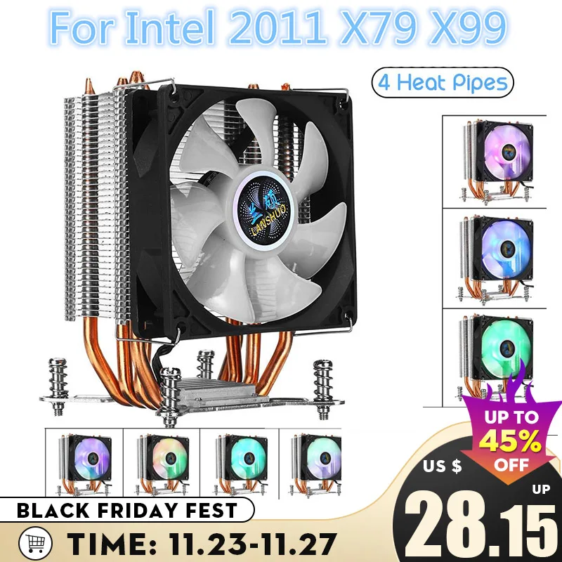 4 Copper Heatpipe CPU Cooler for RGB Aurora Light Cooling Fan for Intel LGA 2011 for X79 X99 CPU Cooler Heatsink Radiator
4 Copper Heatpipe CPU Cooler for RGB Aurora Light Cooling Fan for Intel LGA 2011 for X79 X99 CPU Cooler Heatsink Radiator