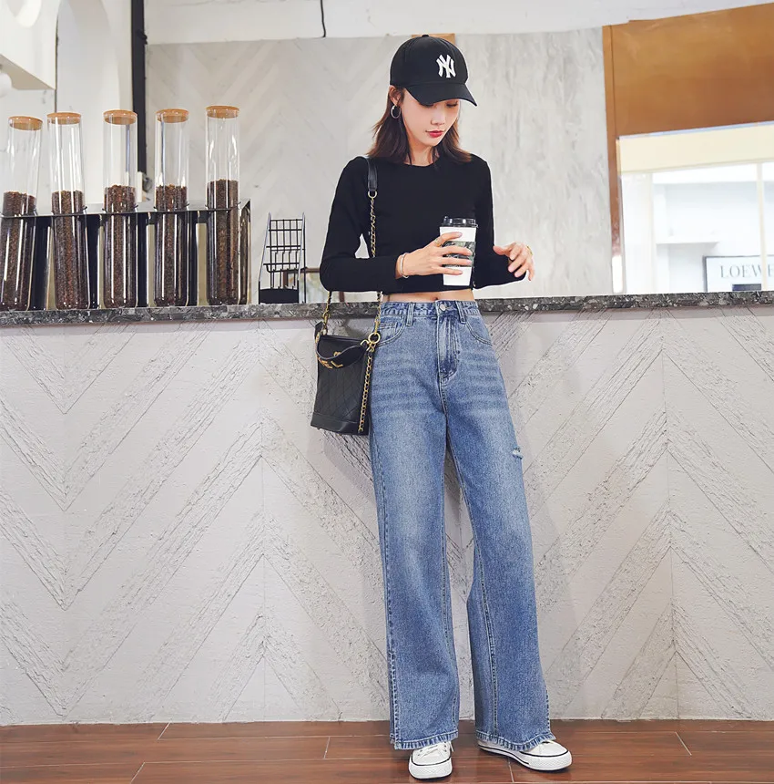 JUJULAND woman autumn straight jeans casula plus size loose good quality full lenght hole jeans 9037
JUJULAND woman autumn straight jeans casula plus size loose good quality full lenght hole jeans 9037