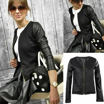 New Spring and Autumn Women Quilted O-neck Long Sleeve PU Leather Jacket Coat Outwear Short Jackets Slim Fashion Lady Coats
New Spring and Autumn Women Quilted O-neck Long Sleeve PU Leather Jacket Coat Outwear Short Jackets Slim Fashion Lady Coats