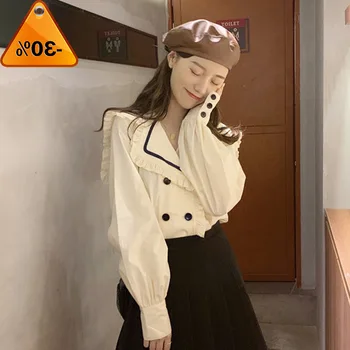 Office Gagaok Women Lady Blouse Spring Autumn New Solid Sailor Collar Button Slim Sweet Female Fashion Korean Shirts 
Office Gagaok Women Lady Blouse Spring Autumn New Solid Sailor Collar Button Slim Sweet Female Fashion Korean Shirts