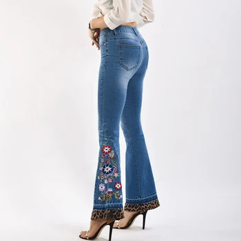 Ladies Elegant Embroidered Bootcut Jeans Leopard Hem Flared Bell Bottom Denim Pants Plus Size Jean pantalones de mujer mezclilla
Ladies Elegant Embroidered Bootcut Jeans Leopard Hem Flared Bell Bottom Denim Pants Plus Size Jean pantalones de mujer mezclilla
