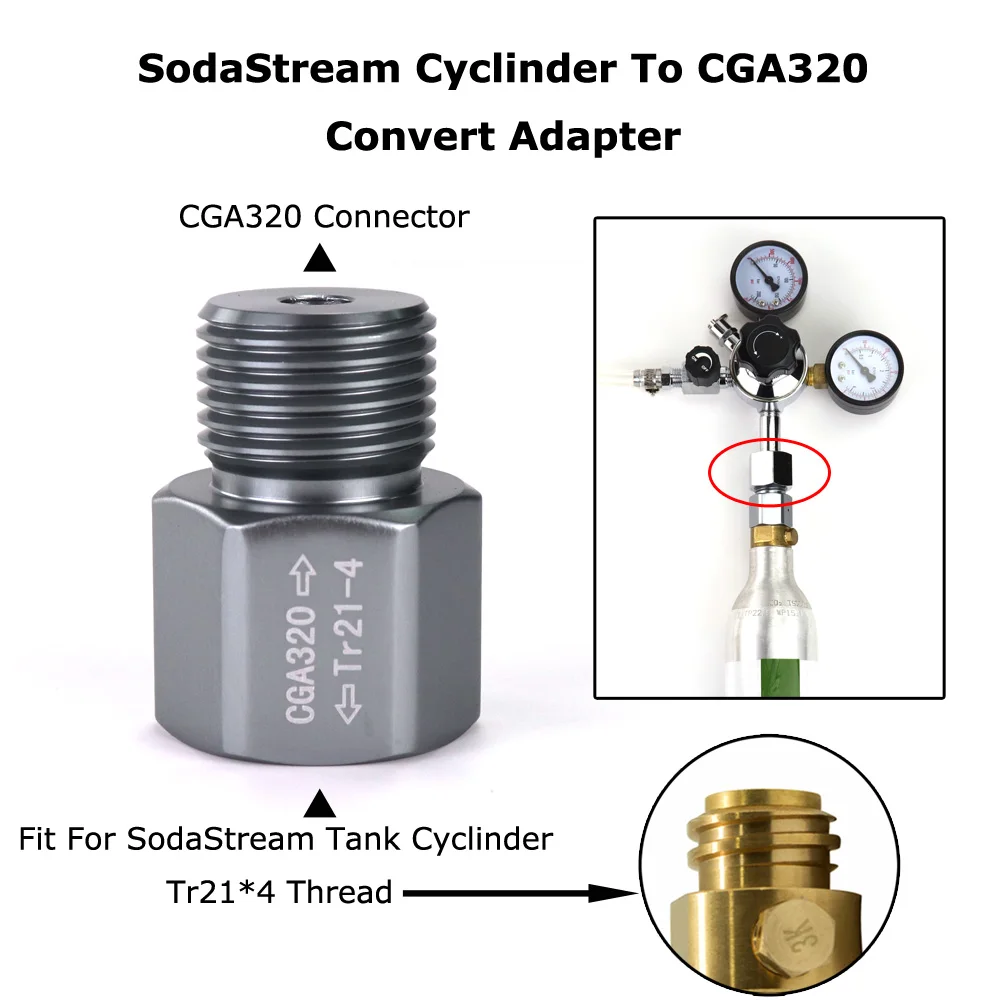 

New Soda Cylinder To CGA320 Convert Adapter For Aquarists Aquarium Fish or Homebrew Beer Keg Co2 Tank Regulators