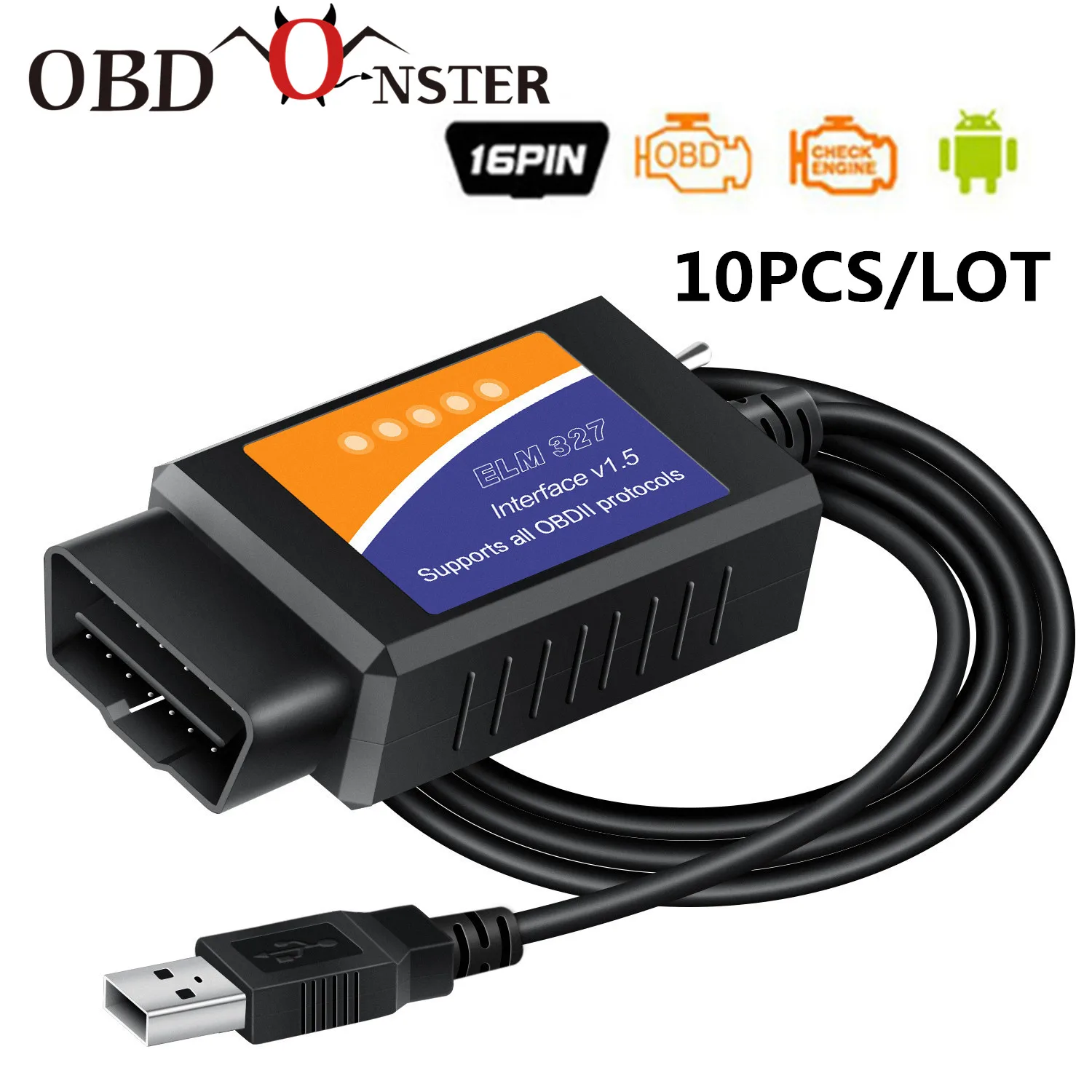 10Pcs ELM327 obd2 Code scanner elm327 USB V1.5 Bluetooth scanner auto diagnostic modified for Tablet Ford Forscan ELMconfig Chip
10Pcs ELM327 obd2 Code scanner elm327 USB V1.5 Bluetooth scanner auto diagnostic modified for Tablet Ford Forscan ELMconfig Chip