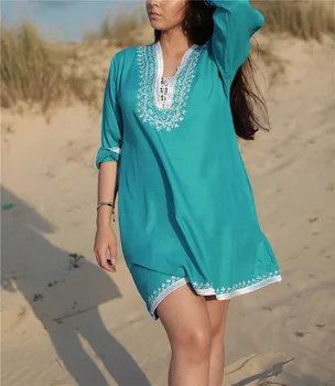 Women Beachwear Cover-ups Summer Vintage Embroidery Beach Dress White Cotton Tunic Swimsuit Cover Up Sarong Dress
Women Beachwear Cover-ups Summer Vintage Embroidery Beach Dress White Cotton Tunic Swimsuit Cover Up Sarong Dress